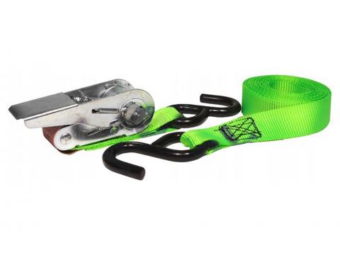 SANGLE D'ARRIMAGE A CLIQUET 2 PARTIES 250KG 25MM L=4M FLUO