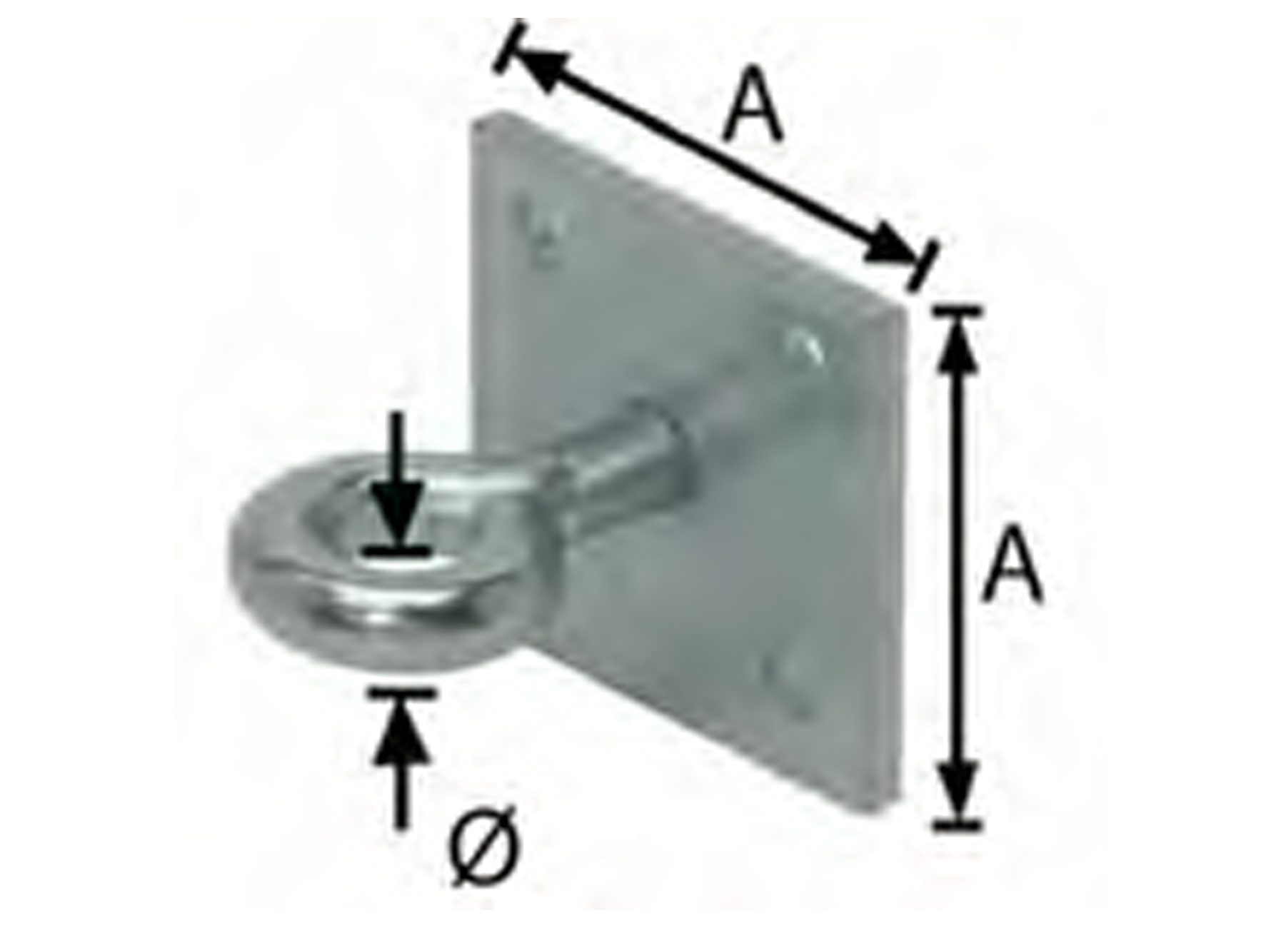 AANLEGOOG OP PLAAT VERZINKT Ø10MM 40X40MM