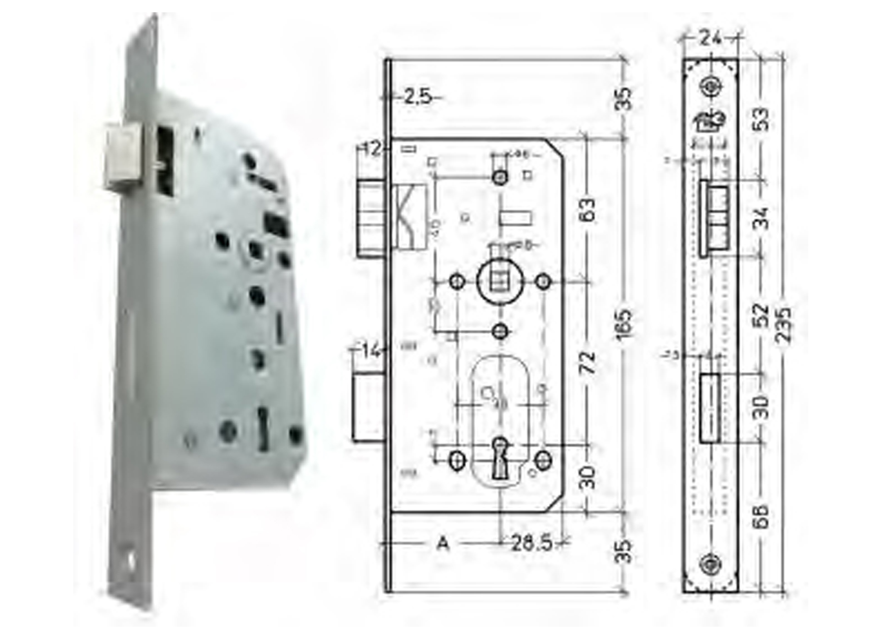 INSTEEKSLOT GEWOON KEERBAAR INOX 72X50MM