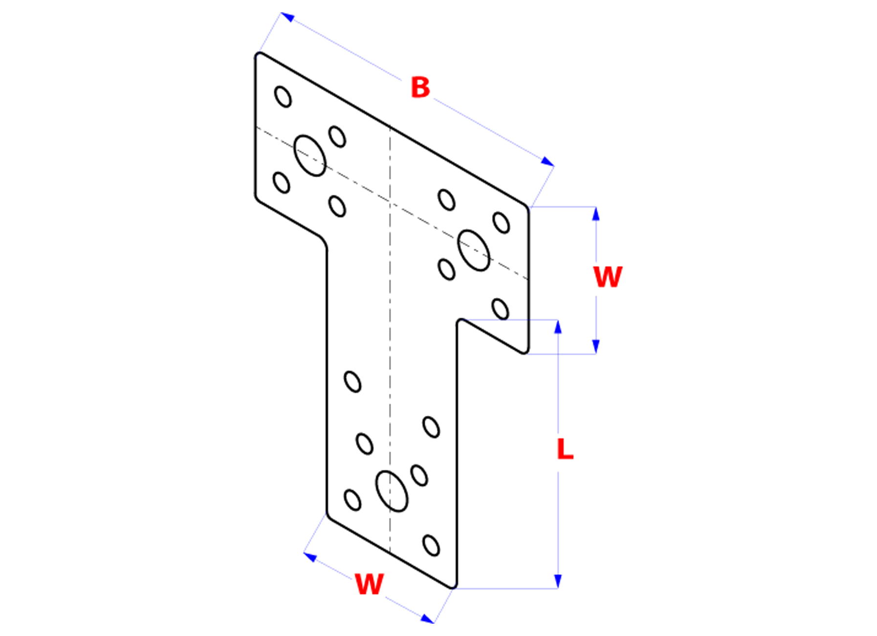 T-VERBINDINSPLAAT BREED 80X38X68MM VERZINKT