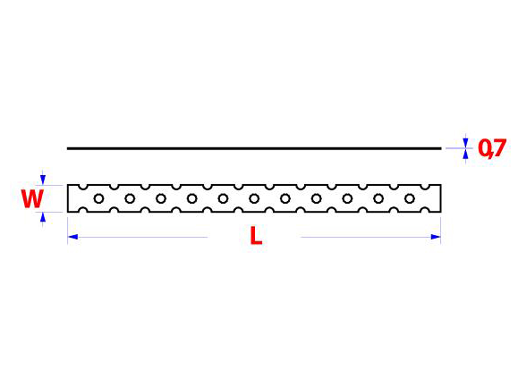 LIJMKOPPELSTRIP 22X200X0,7MM VERZINKT