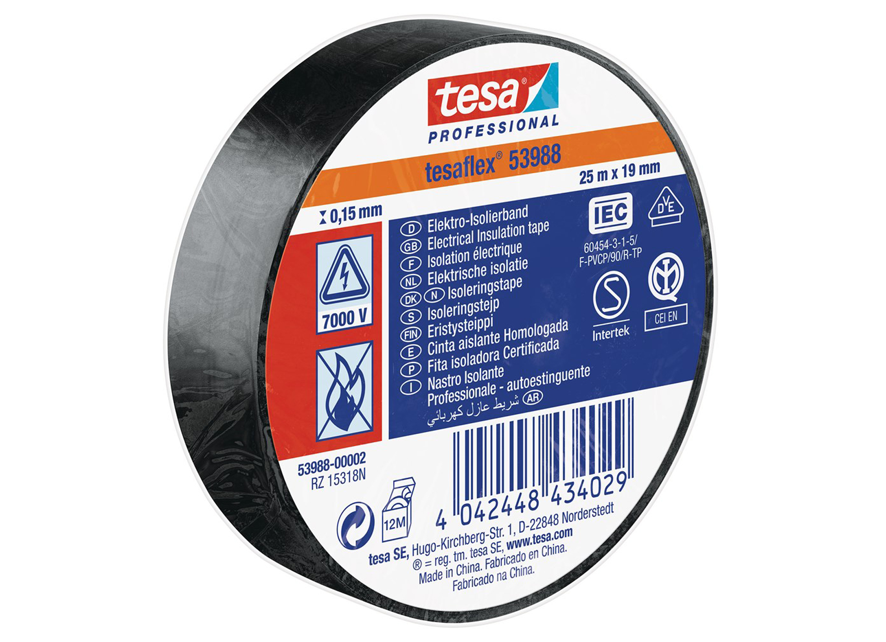 TESA SOFT PVC INSULATION TAPE ZWART 25MX19MM