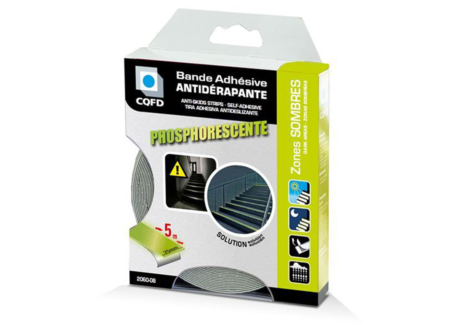 BANDE ADHESIVE ANTIDERAPANTE PHOSPHORESCENTE 25MMX5M