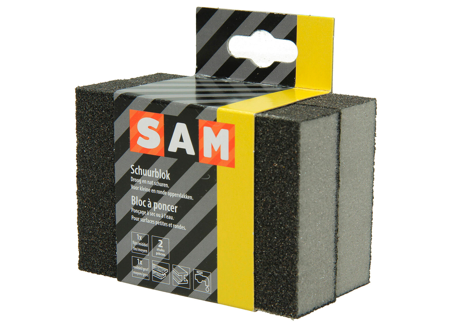 SAM EPONGE ABRASIVE FIN/MEDIUM + MEDIUM/GROS 2 PIECES