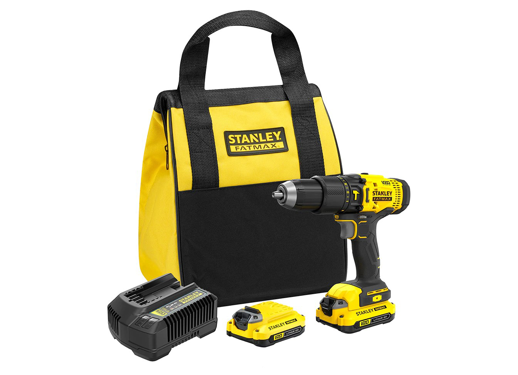 STANLEY FATMAX V20 18V SCHROEFKLOPBOORMACHINE + 2 1.5AH ACCU + SOFTBAG