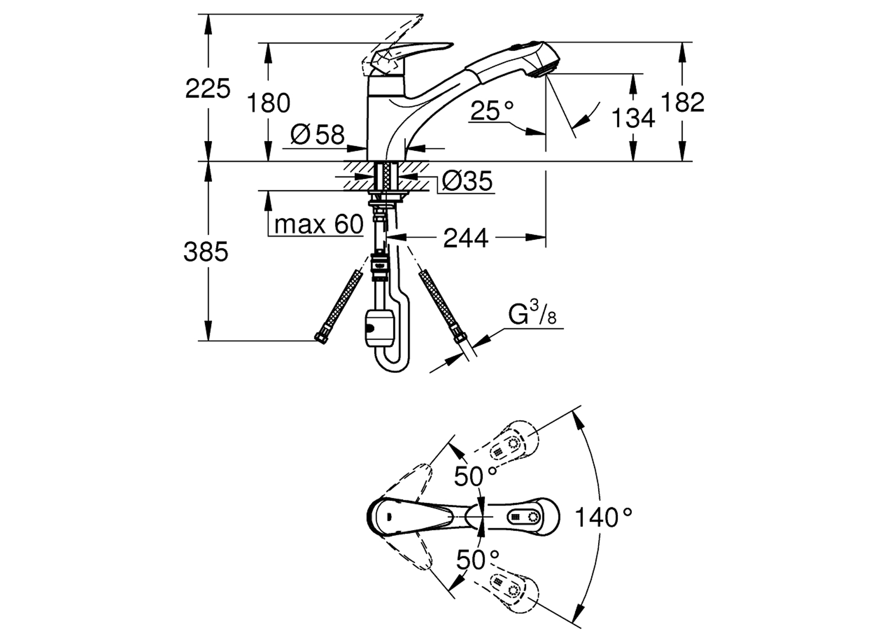 GROHE EURODISC KEUKENMENGKRAAN