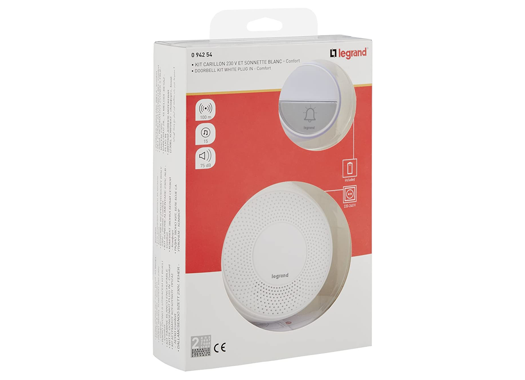 LEGRAND BEL DRAADLOOS PLUG-IN 100M 75DB IP44 WIT