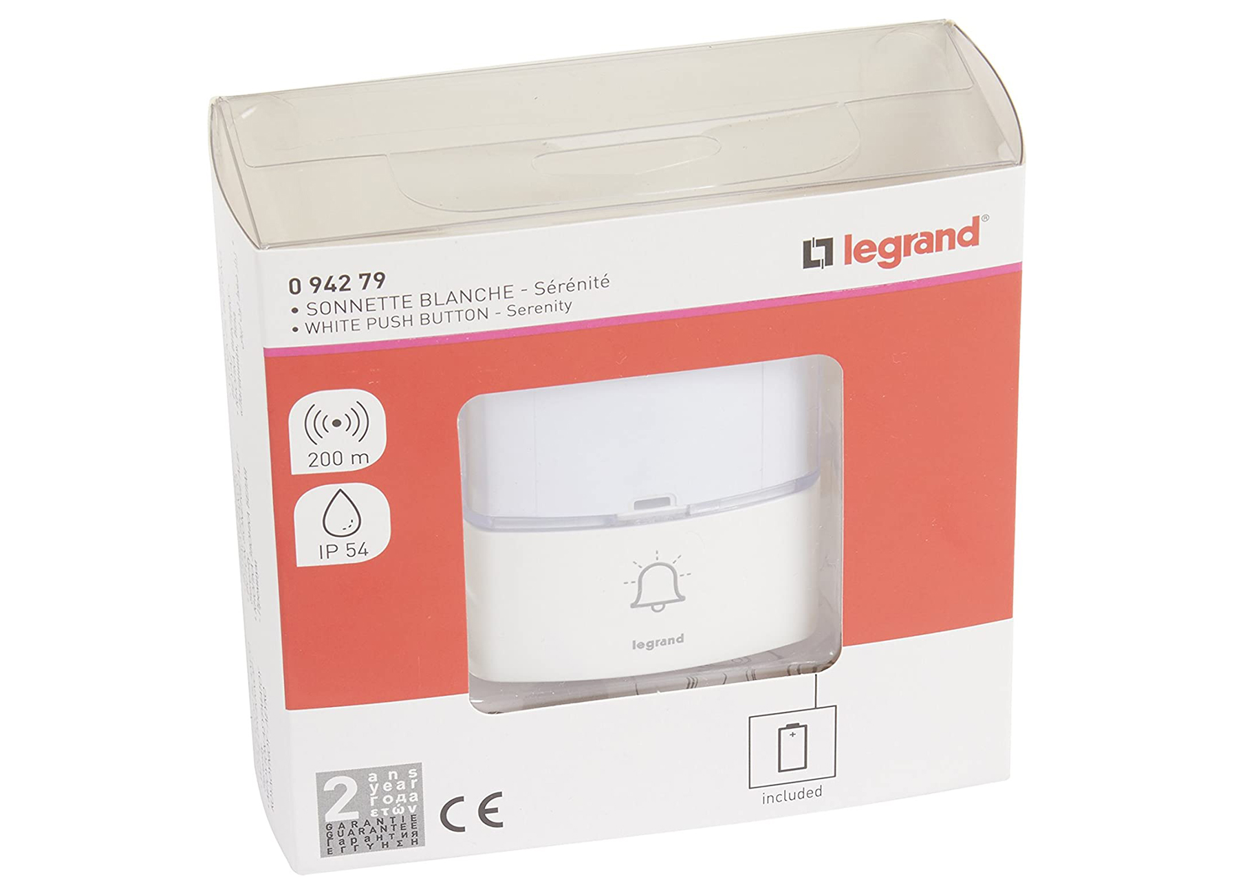 LEGRAND BOUTON POUSSOIR SANS FIL IP54 200M BLANC