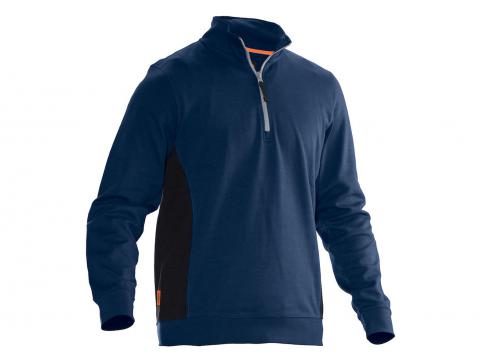 JOBMAN SWEATSHIRT 1/2-RITS 5401 MARINE/ZWART XL