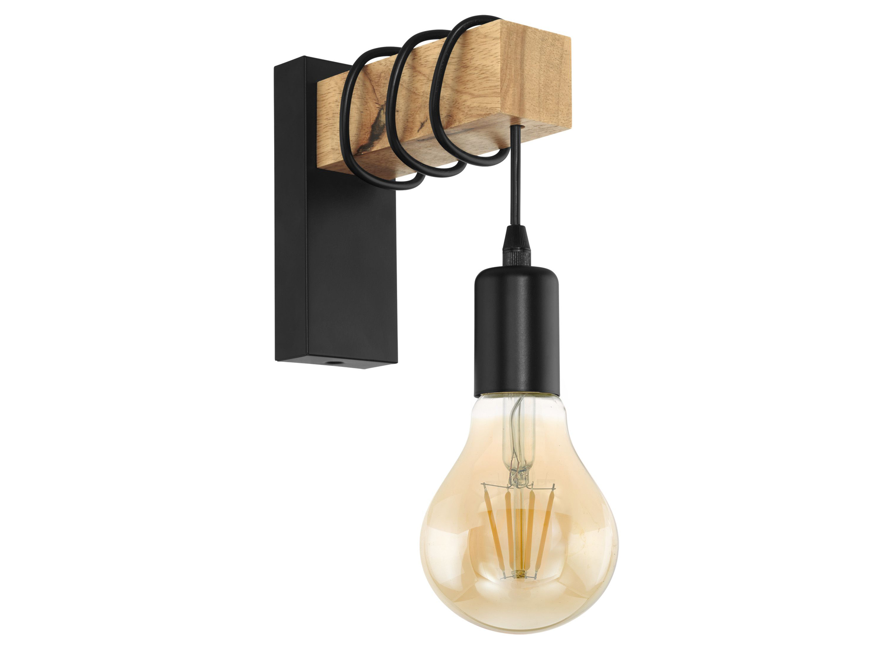 EGLO APPLIQUE TOWNSHEND NOIR/BOIS 1X10W
