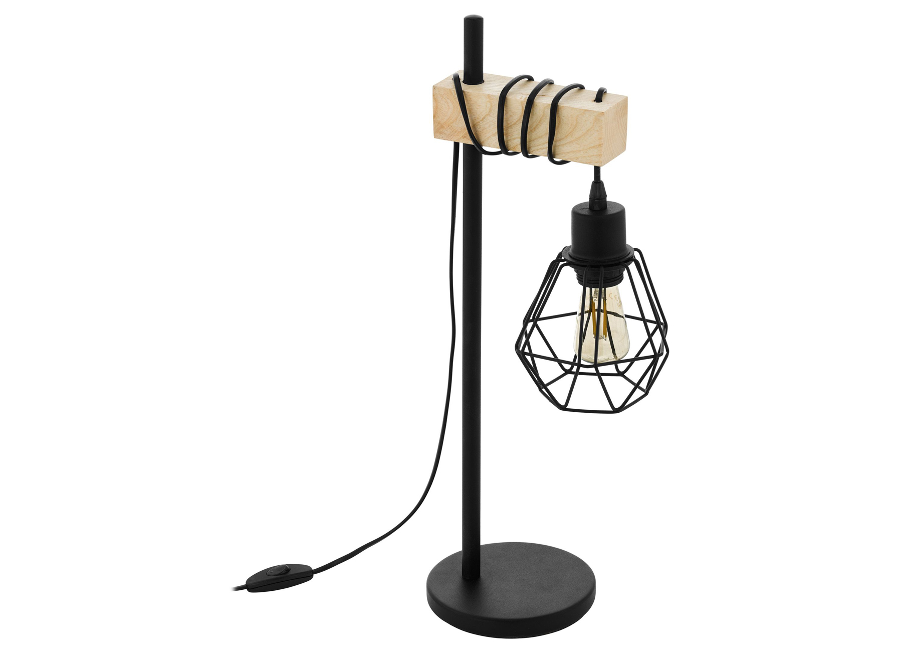 EGLO LAMPE A POSER TOWNSHEND 5 NOIR/BOIS 1X60W