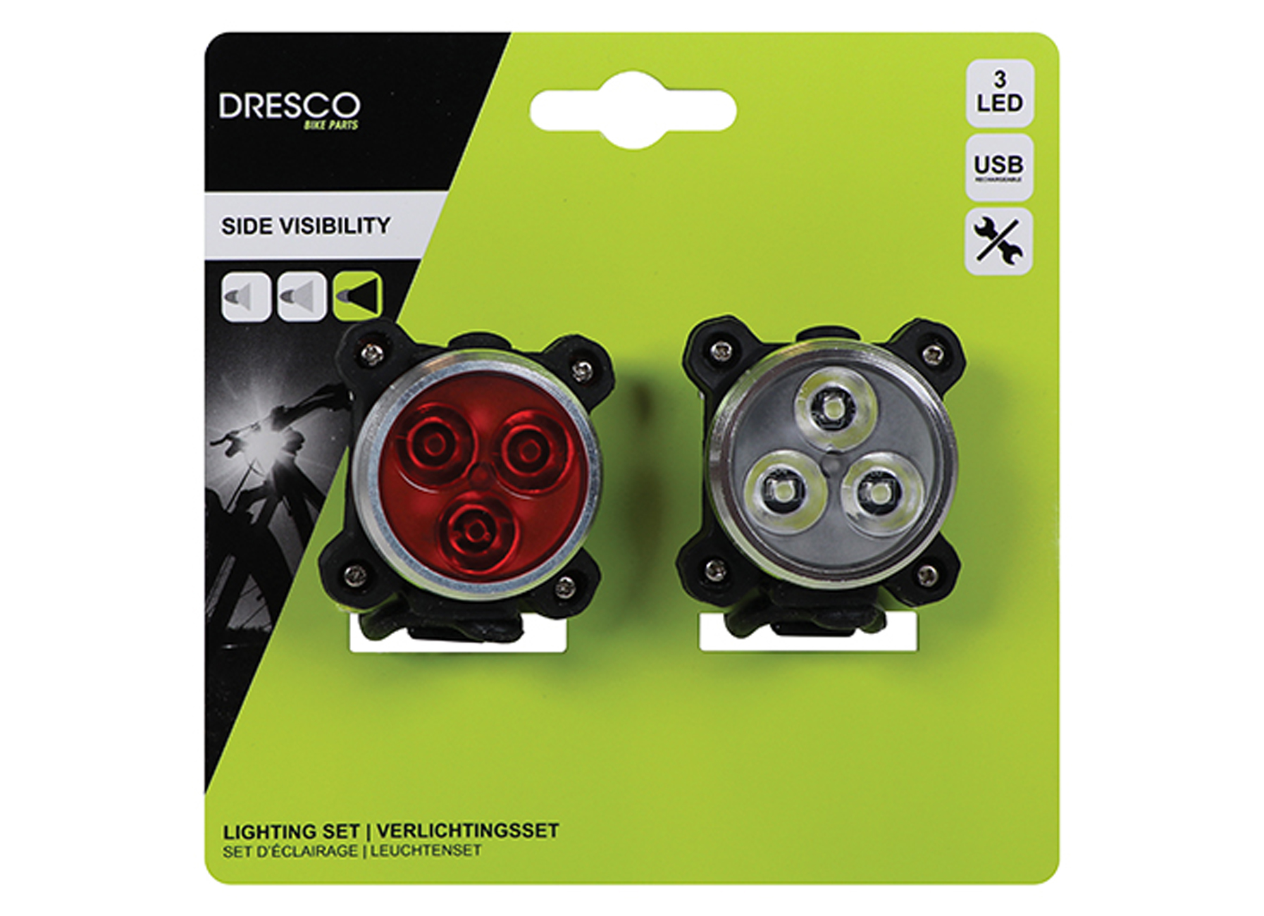 DRESCO LED VERLICHTINGSSET USB OPLAADBAAR 3 LEDS