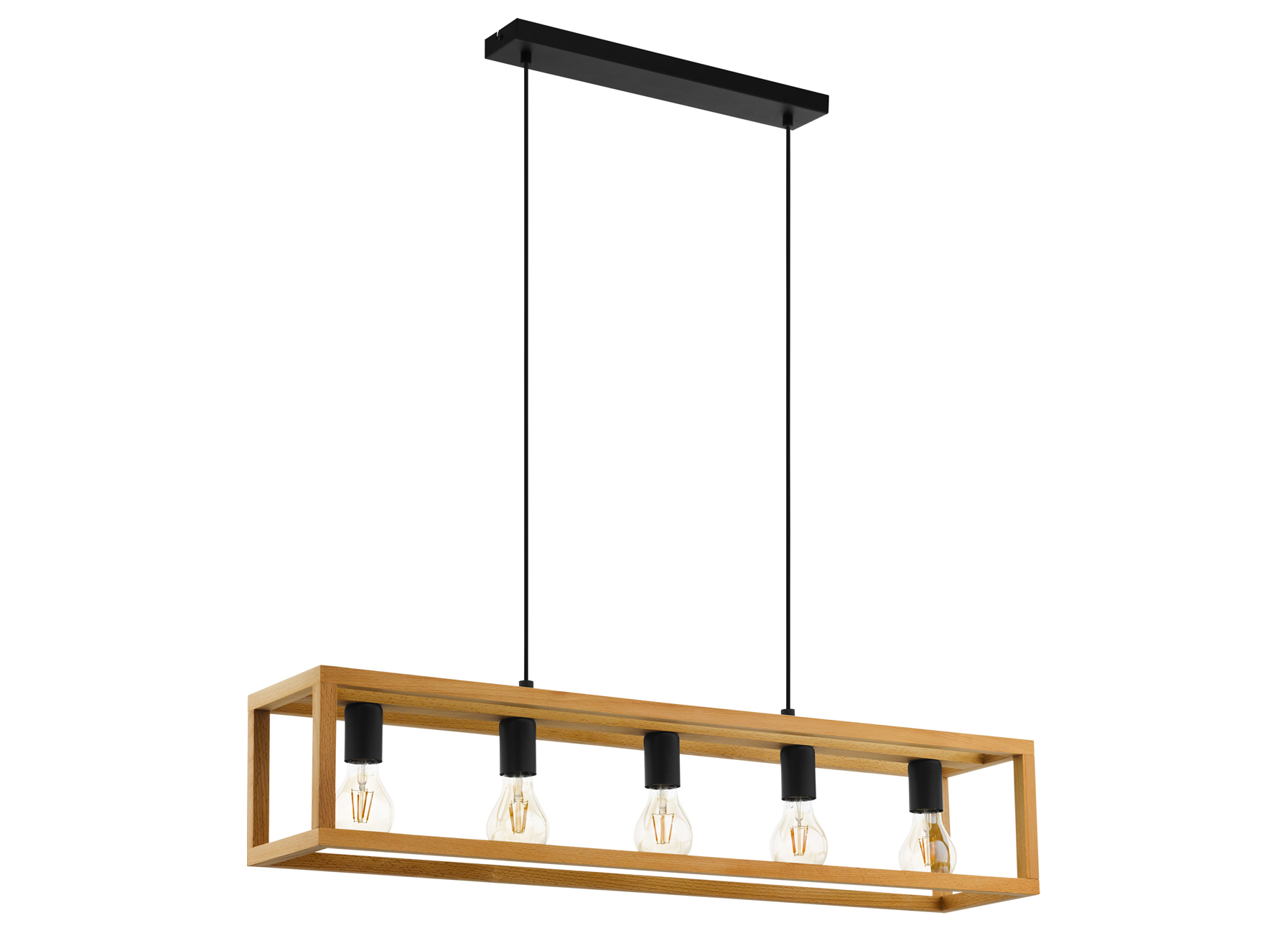 EGLO HANGLAMP BLACKCROWN 1 ZWART/HOUT 5X40W