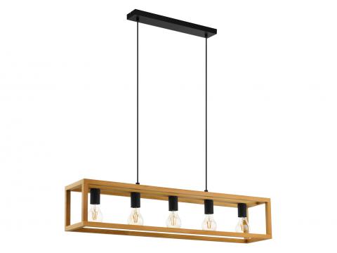 EGLO SUSPENSION BLACKCROWN 1 NOIR/BOIS 5X40W
