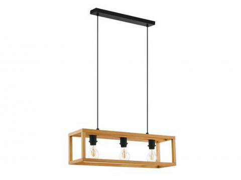 EGLO SUSPENSION BLACKCROWN 1 NOIR/BOIS 3X40W