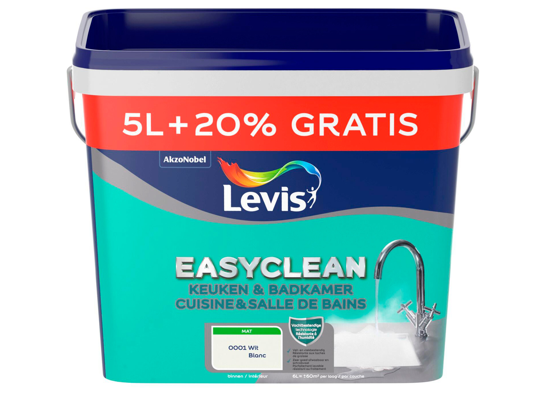 LEVIS EASYCLEAN KEUKEN & BADKAMER WIT 5+1L