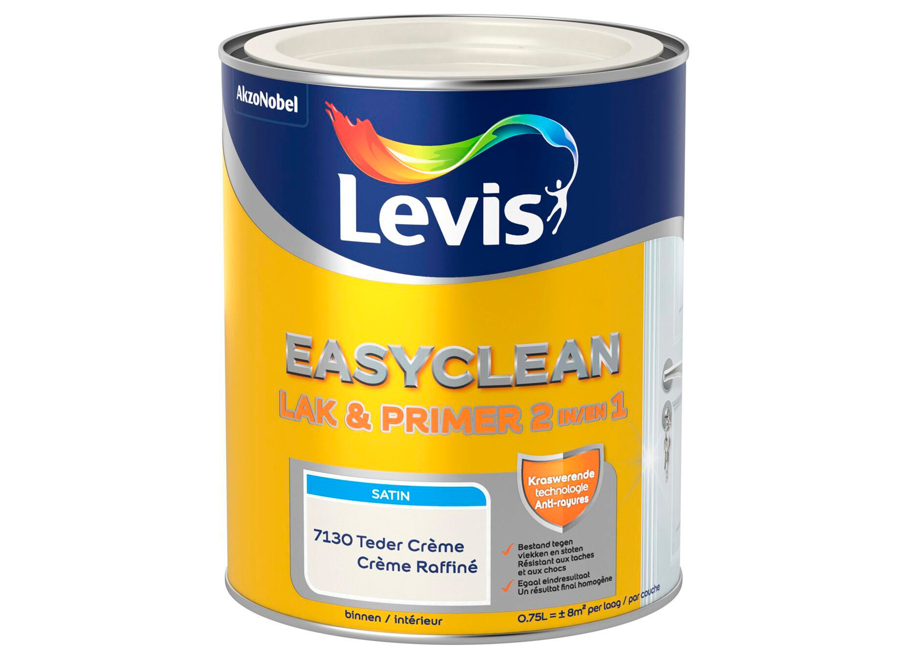 LEVIS EASYCLEAN LAK & PRIMER ZIJDEGLANS TEDER CREME 0.75L