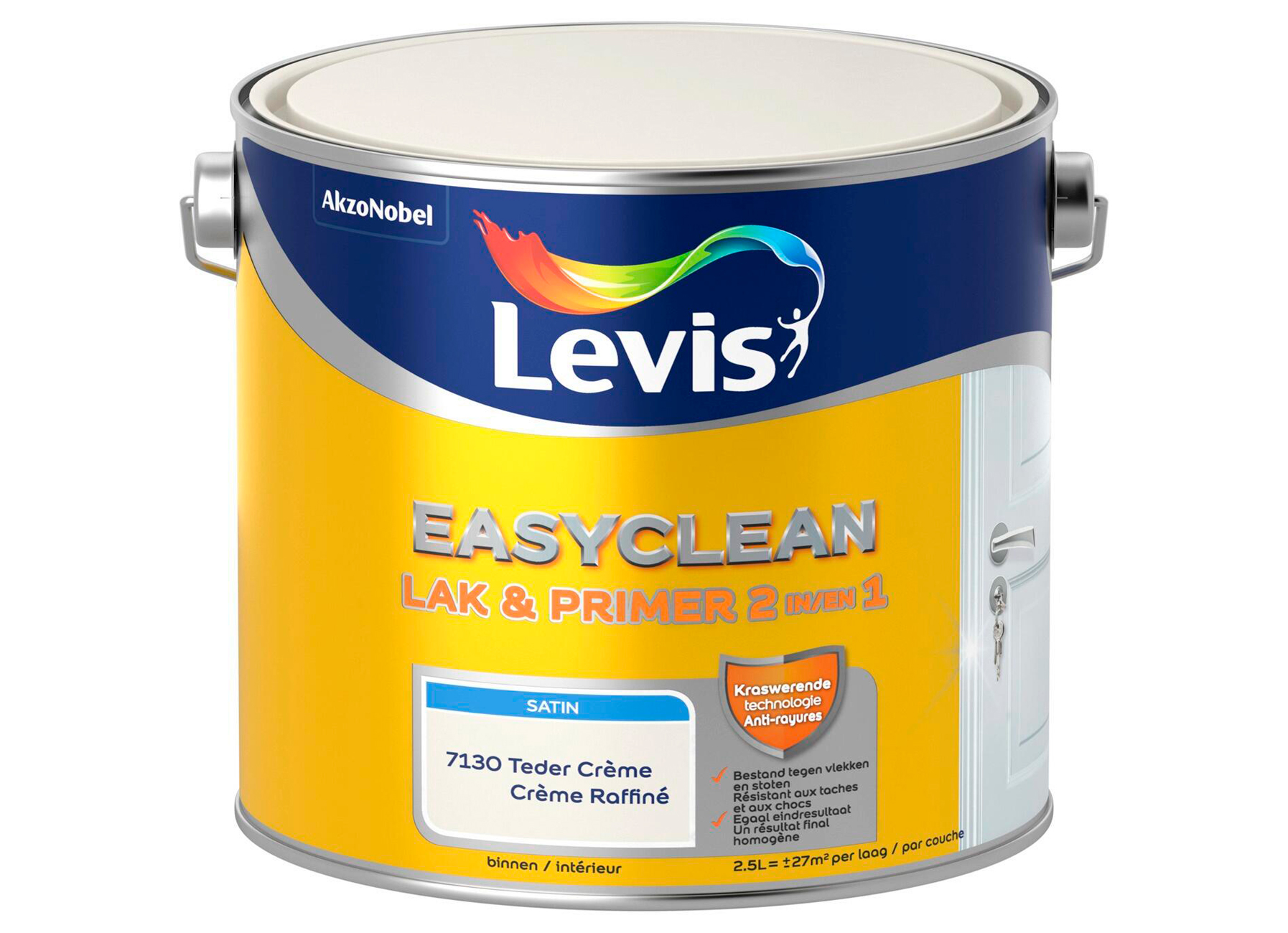 LEVIS EASYCLEAN LAK & PRIMER ZIJDEGLANS TEDER CREME 2.5L