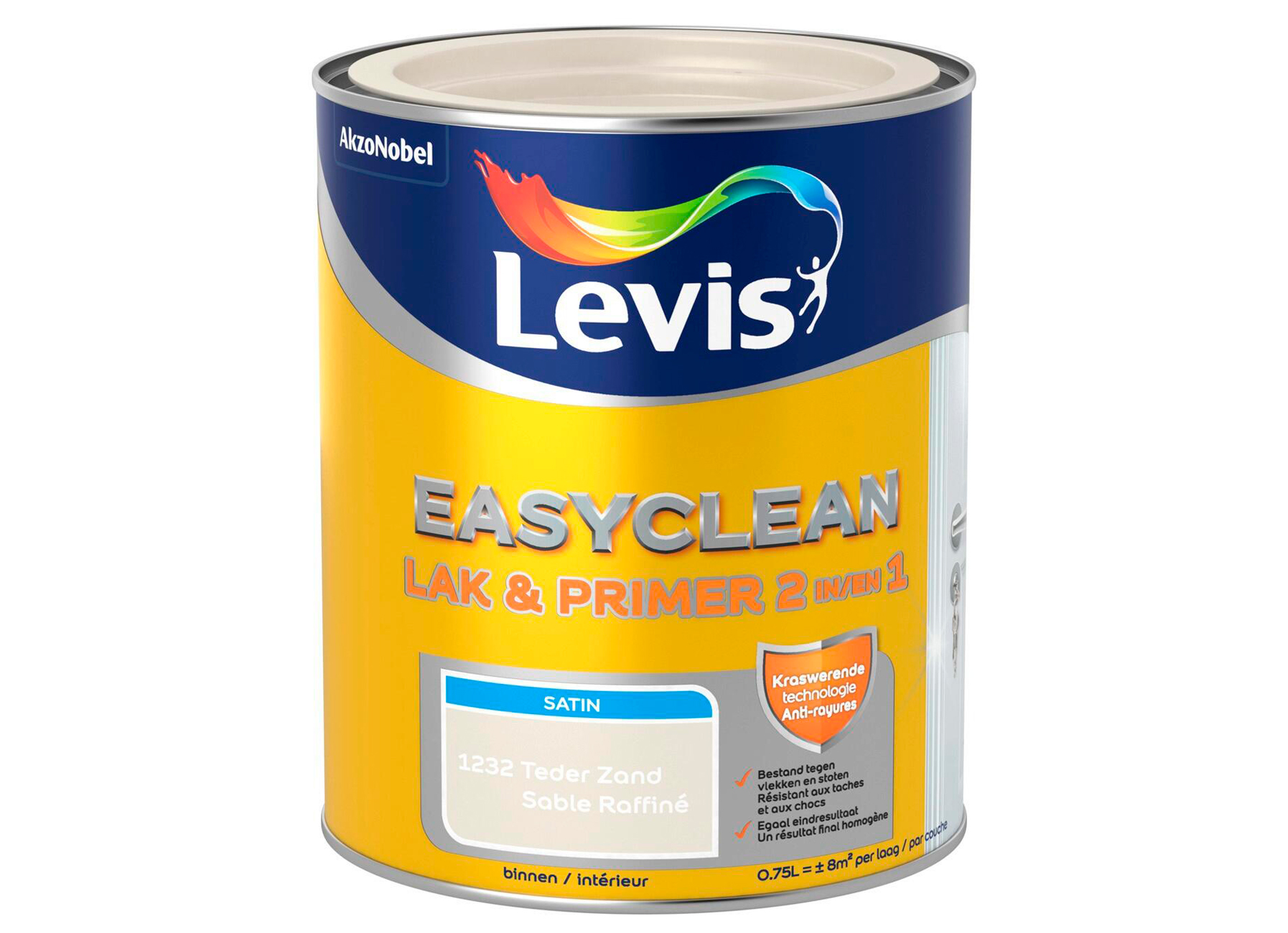 LEVIS EASYCLEAN LAK & PRIMER ZIJDEGLANS TEDER ZAND 0.75L