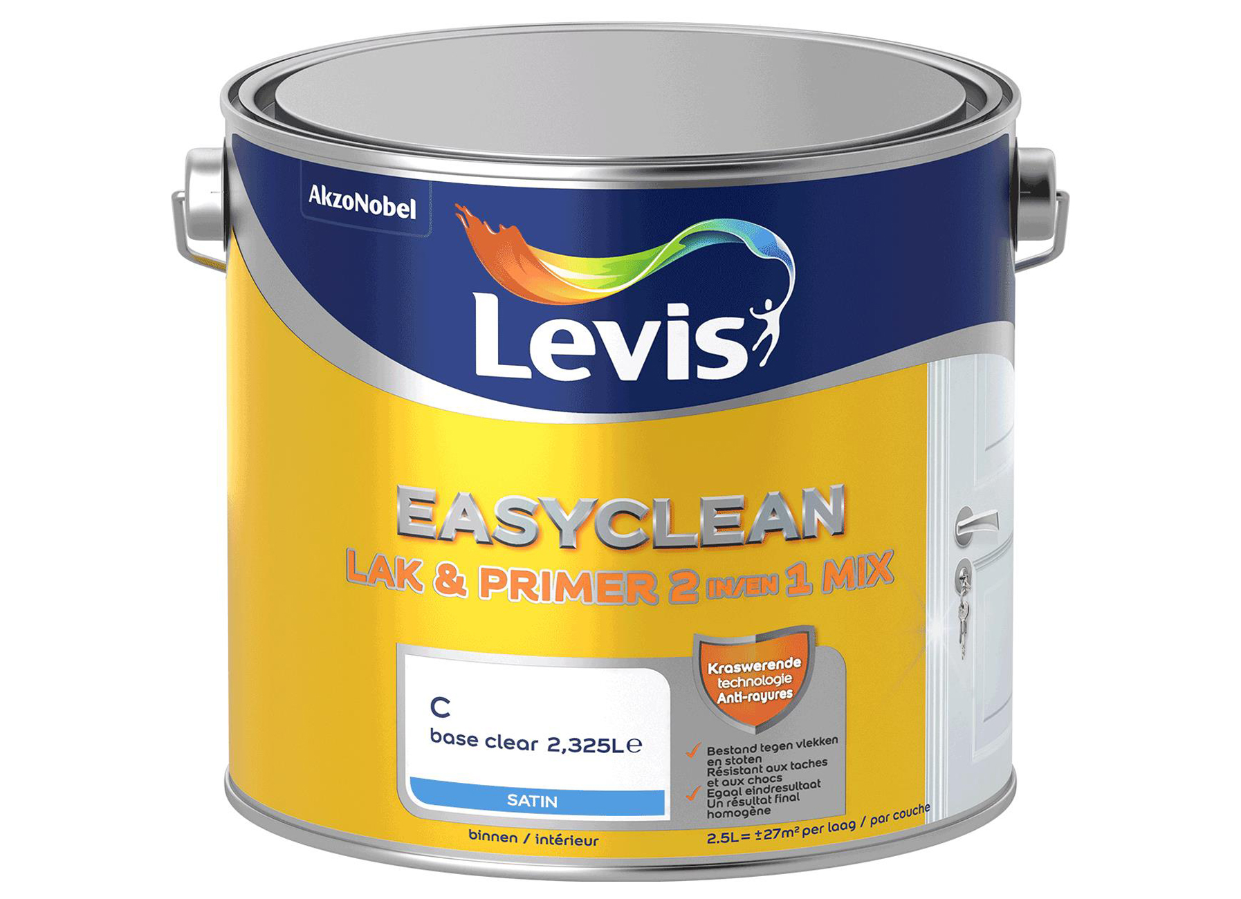 LEVIS EASYCLEAN LAK & PRIMER ZIJDEGLANS BASE C 1L