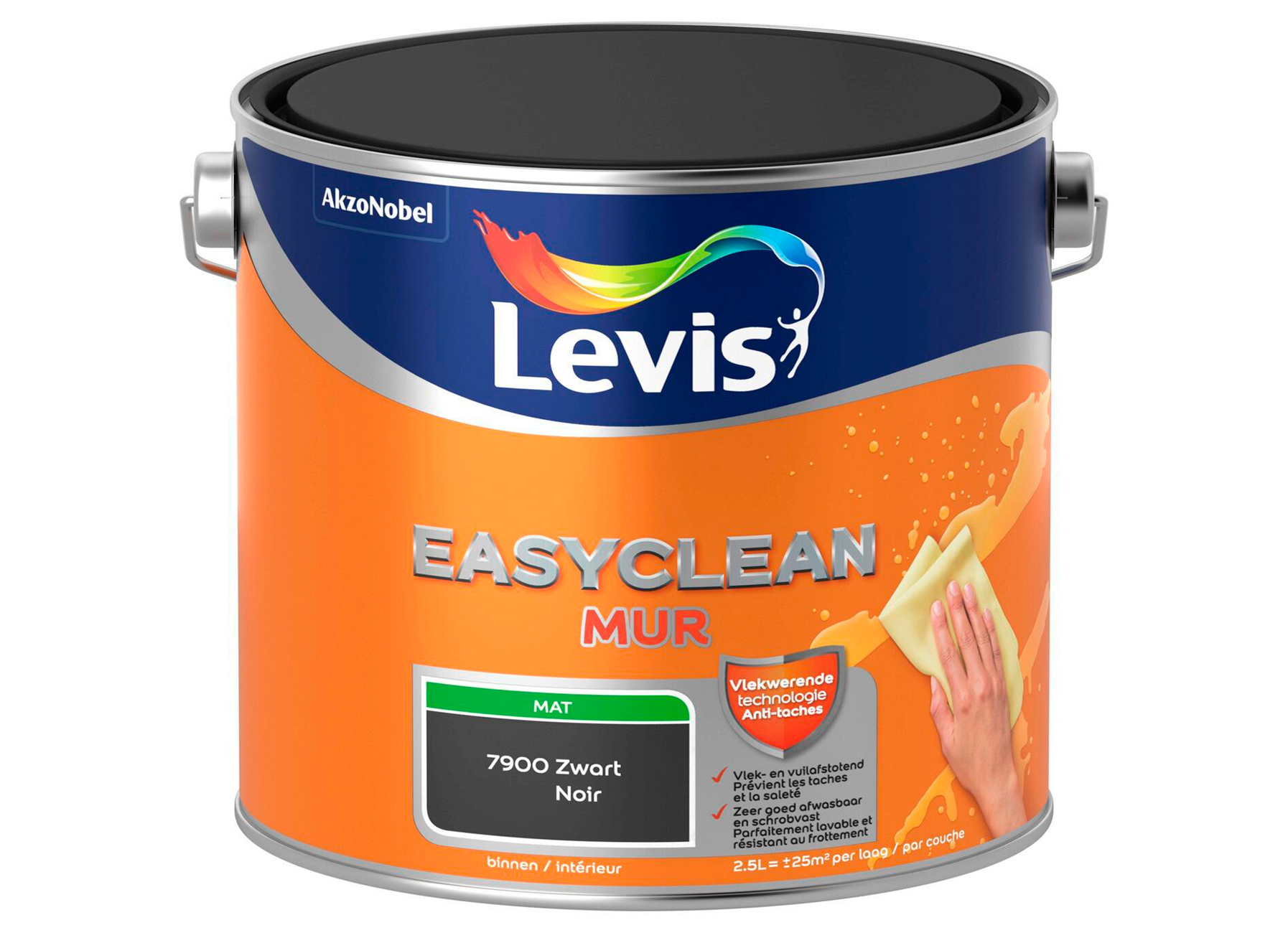 LEVIS EASYCLEAN MUUR MAT ZWART 2.5L