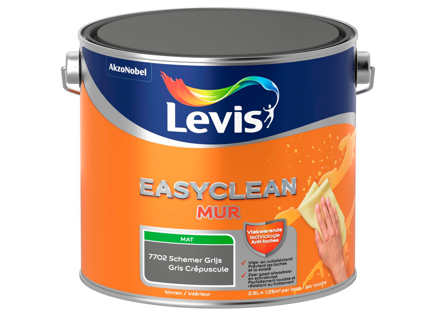 LEVIS EASYCLEAN MUUR MAT SCHEMERGRIJS 2.5L