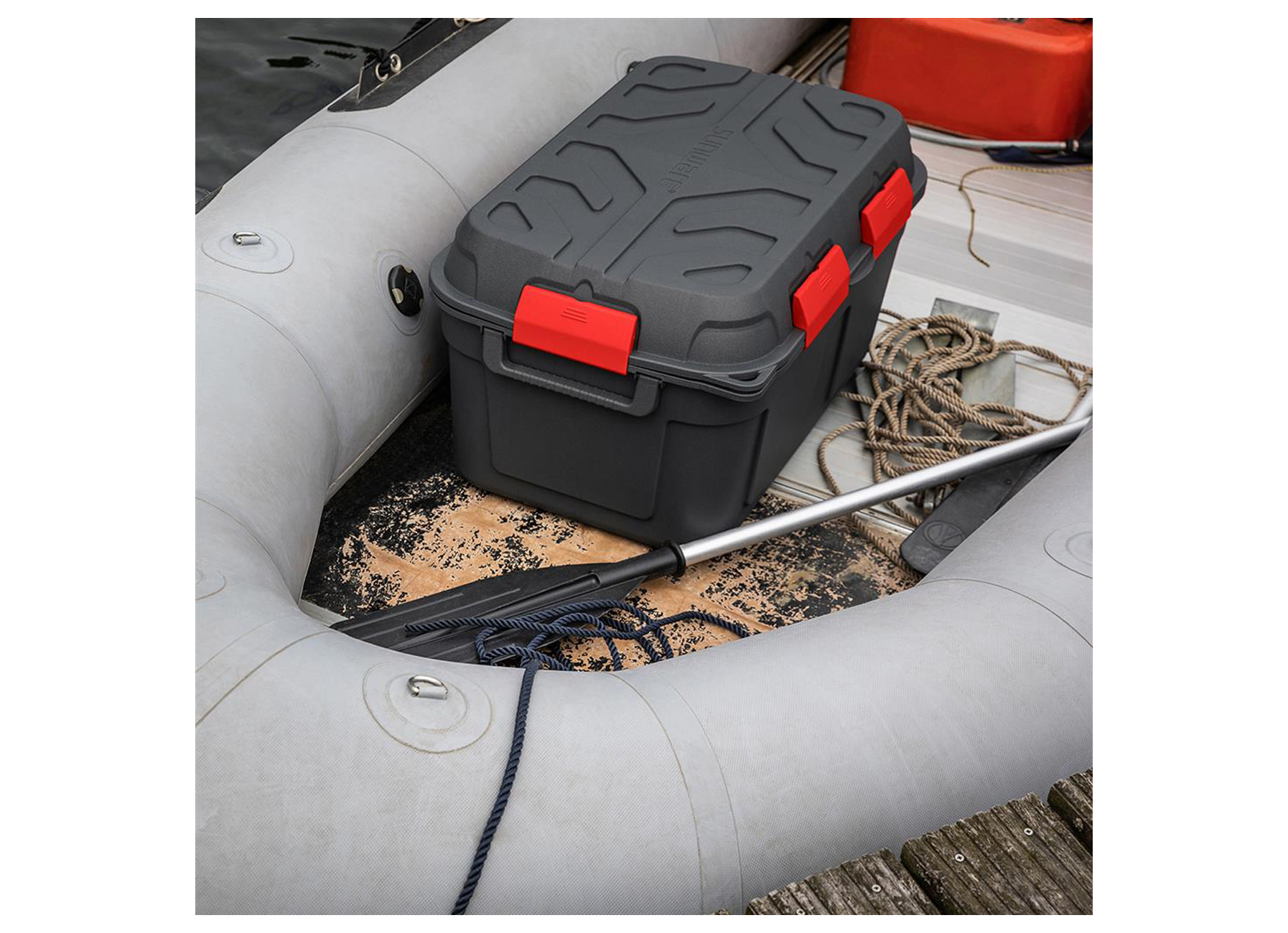 Q-LINE BOX DE RANGEMENT ETANCHE 130L ROUGE/ANTHRACITE
