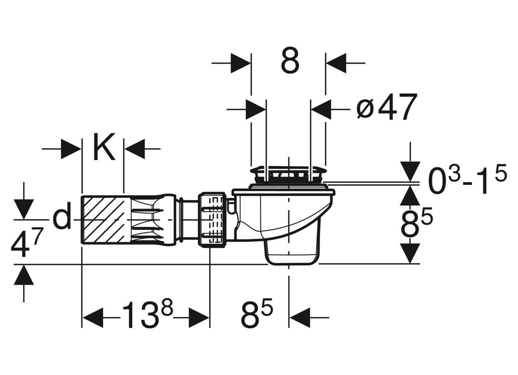 GEBERIT DOUCHESIFON Ø52MM MET AFDEKPLAATJE