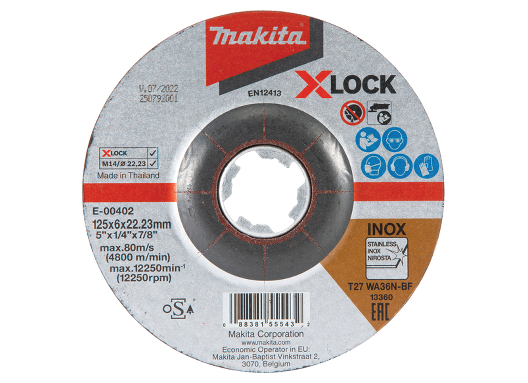 AFBRAAMSCHIJF X-LOCK VOOR INOX Ø125X6X22,23MM