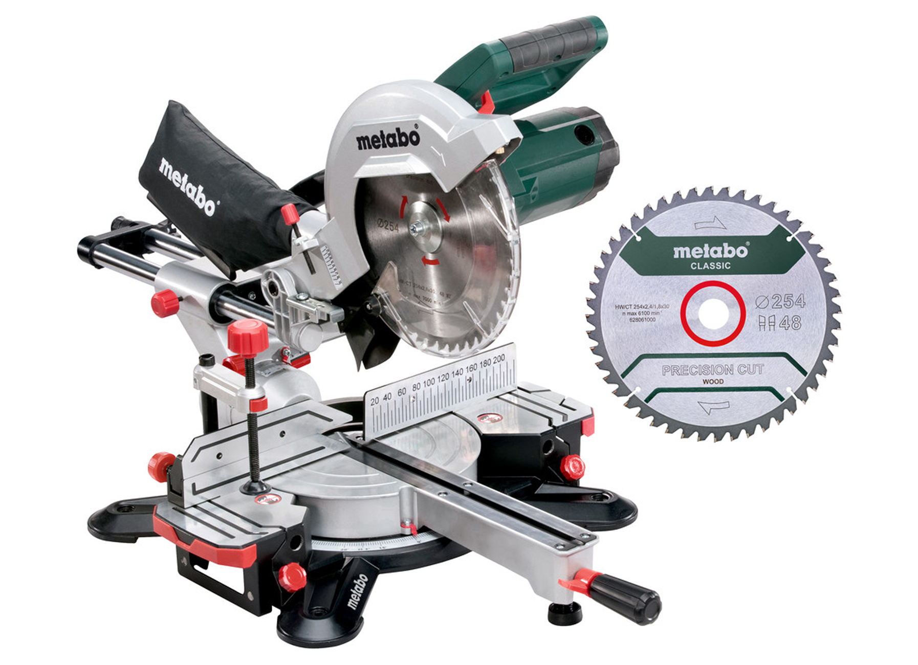 METABO AFKORT -EN VERSTEKZAAG KGS254M 1800W + 2DE ZAAGBLAD