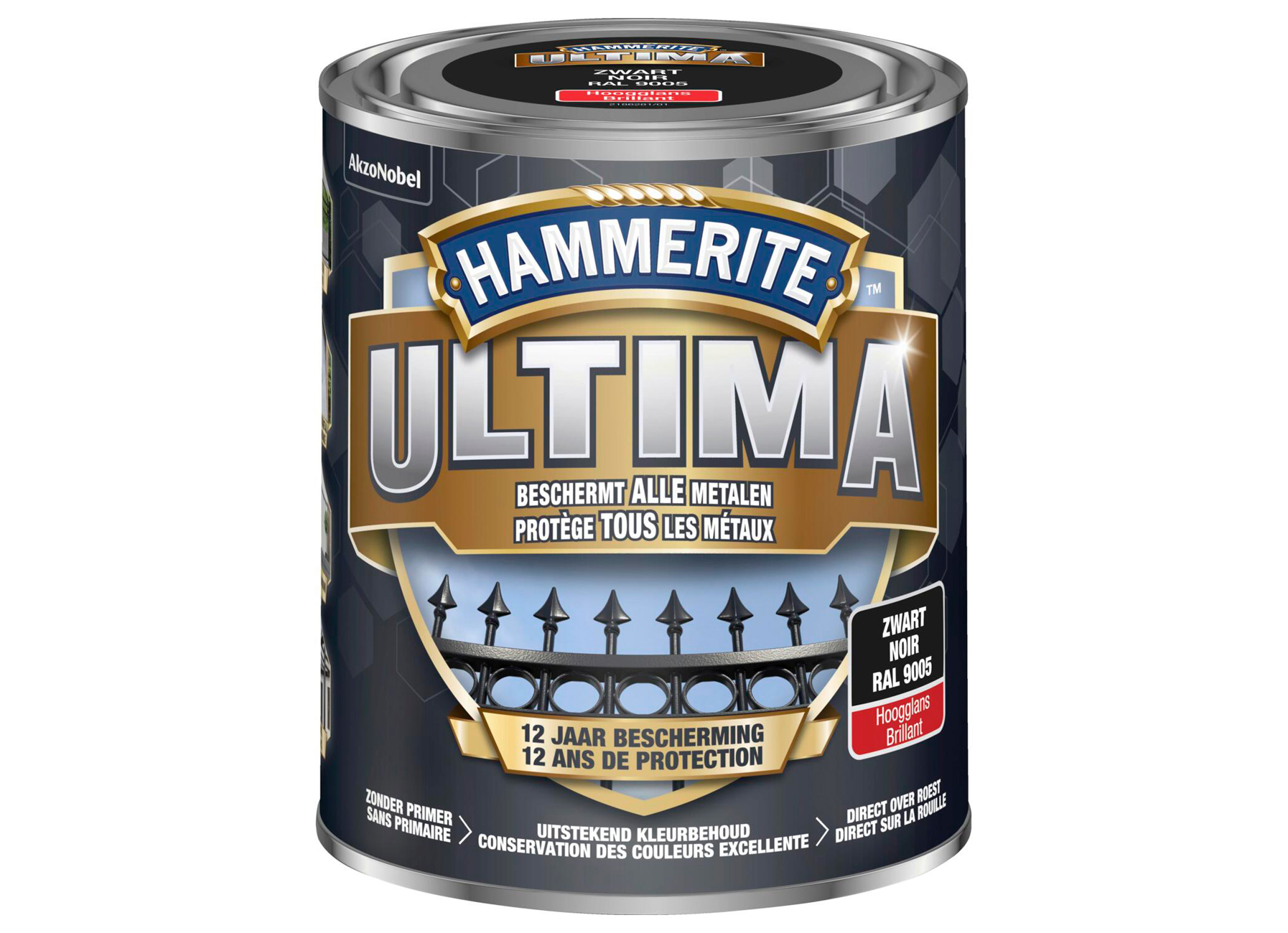 HAMMERITE ULTIMA HOOGGLANS ZWART RAL 9005 750ML