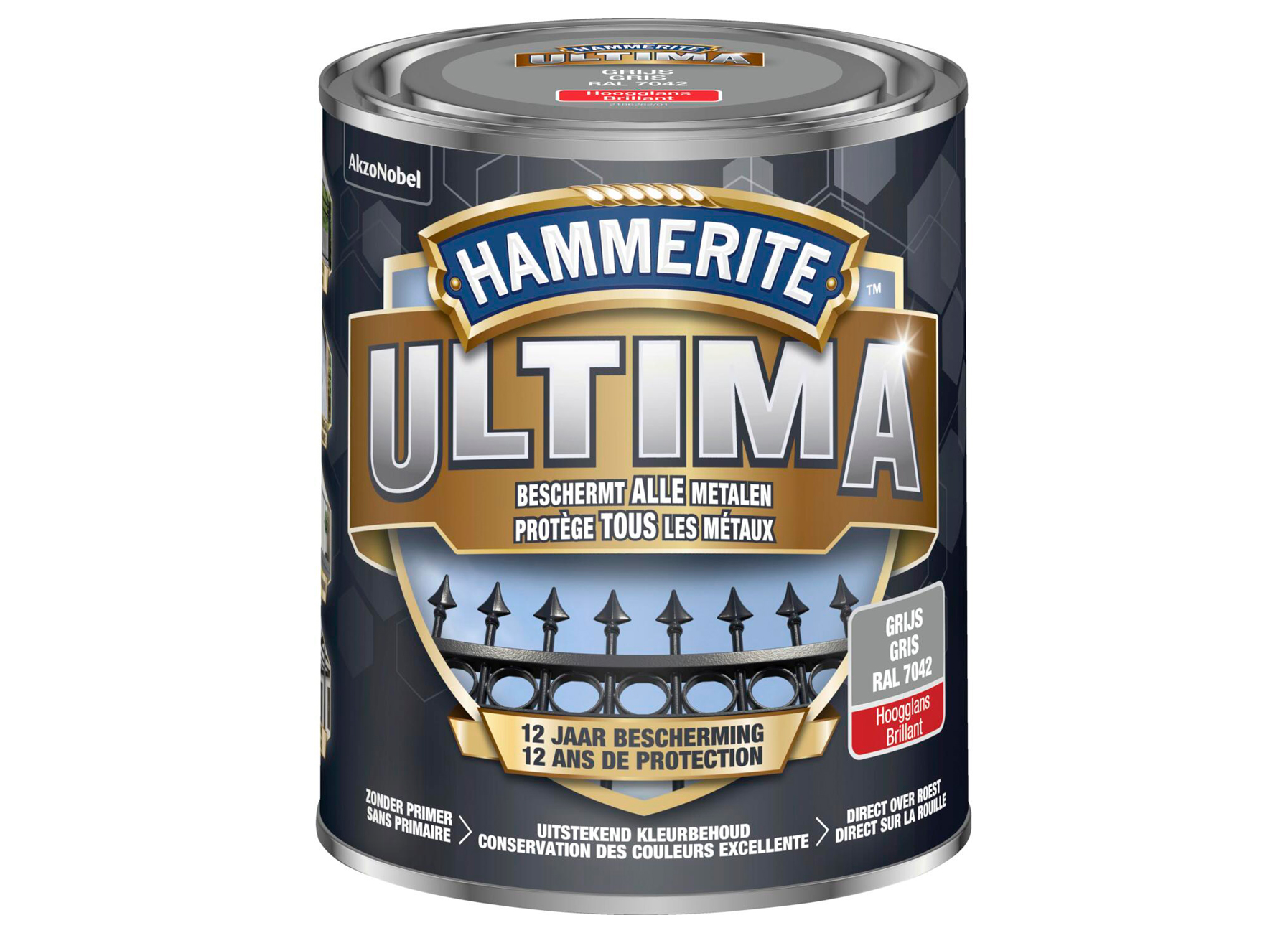 HAMMERITE ULTIMA HOOGGLANS GRIJS RAL 7042 750ML