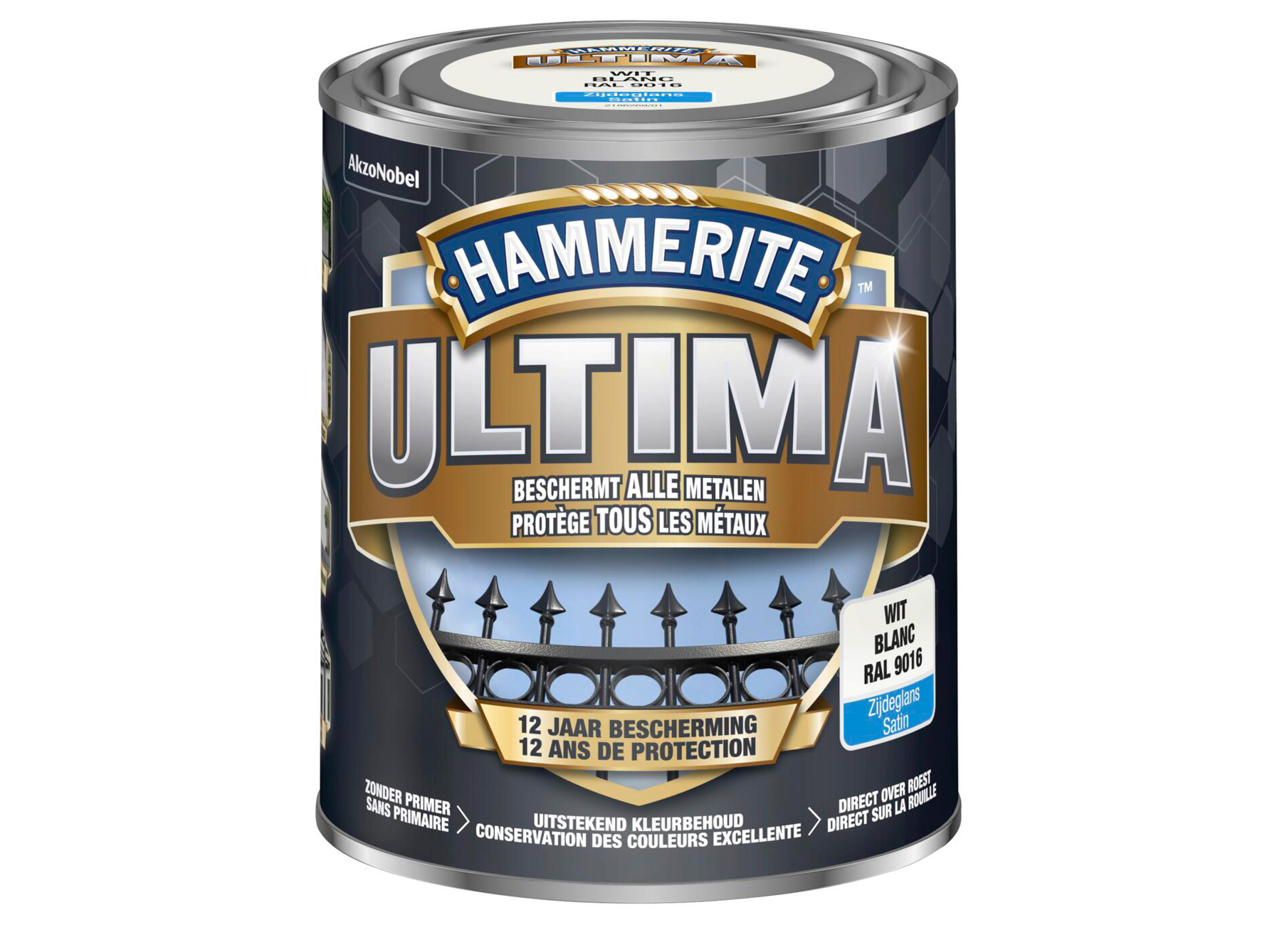 HAMMERITE ULTIMA ZIJDEGLANS WIT RAL 9016 750ML