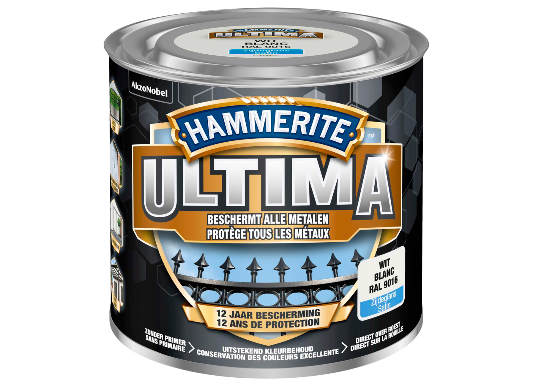 HAMMERITE ULTIMA ZIJDEGLANS WIT RAL 9016 250ML