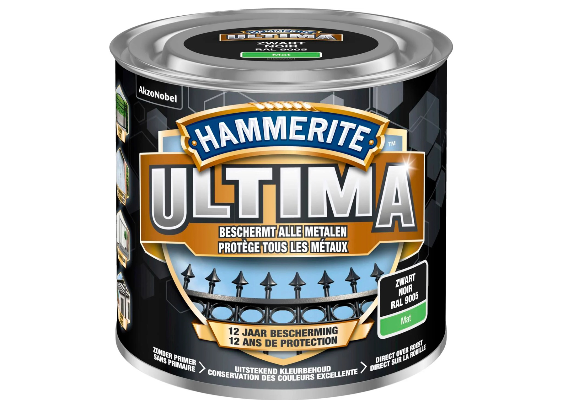 HAMMERITE ULTIMA MAT ZWART RAL 9005 250ML