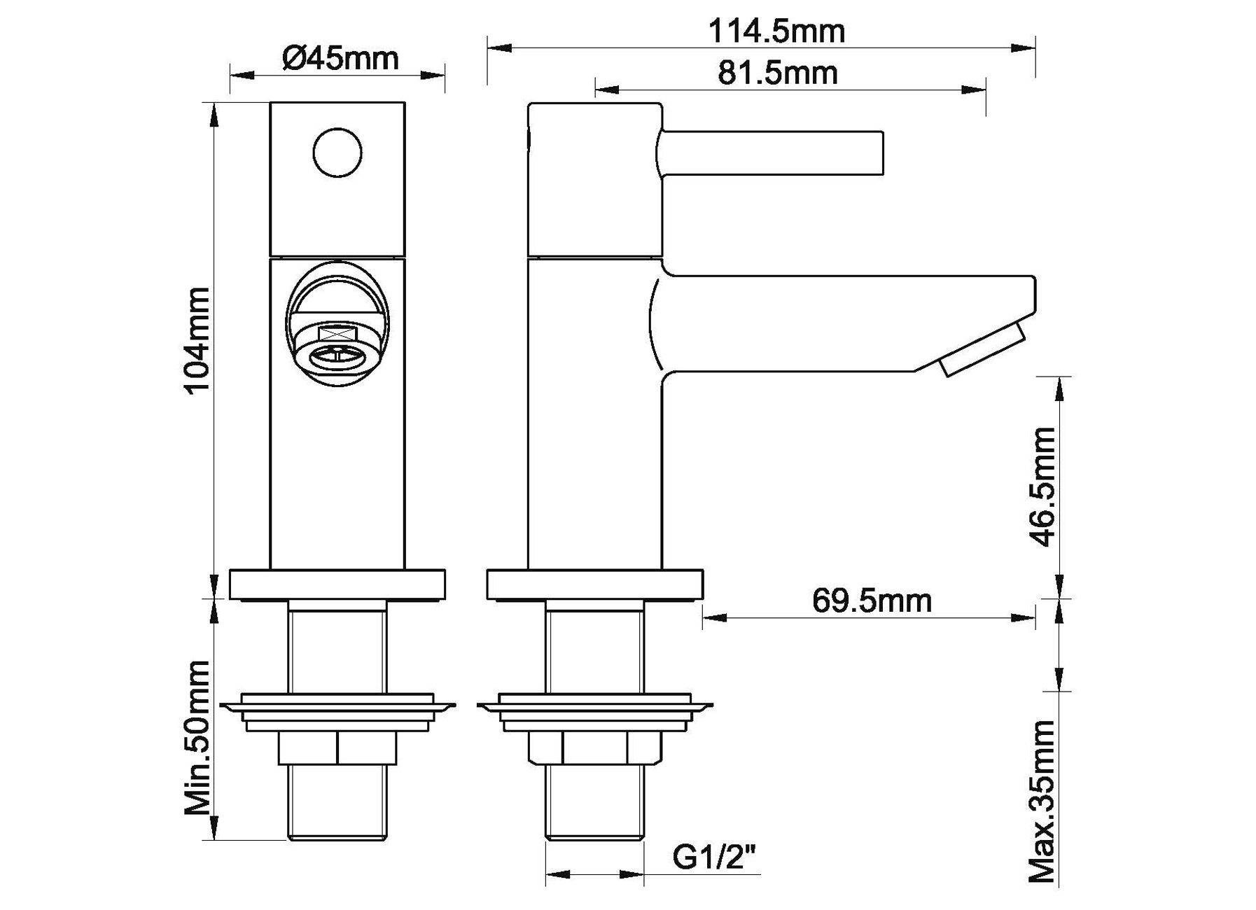 TREVI ROBINET LAVE-MAINS CHROME