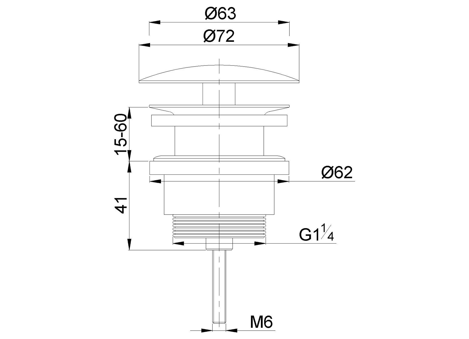 TREVI VASTE AFVOERPLUG ZWART 72MM