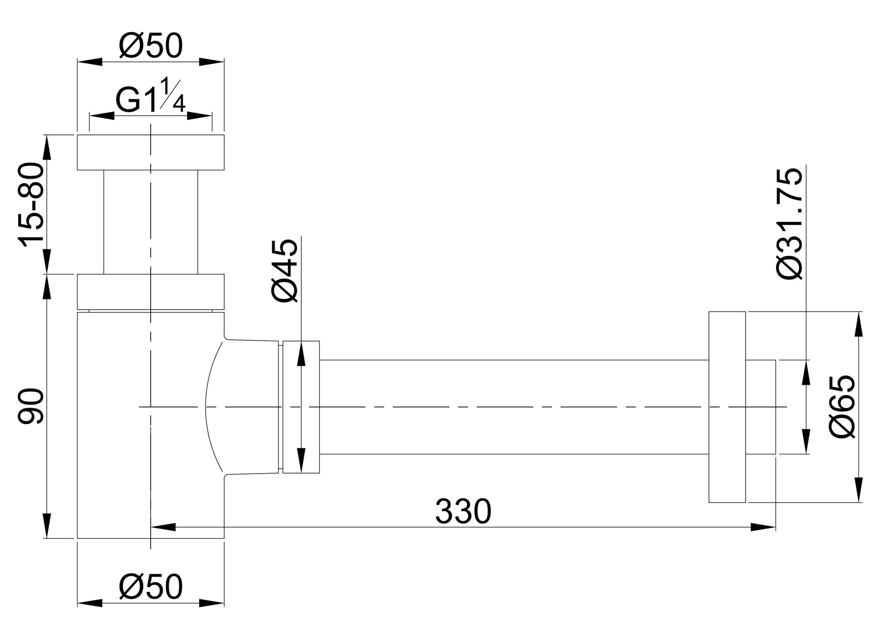 TREVI SIPHON LAVE-MAINS CHROME