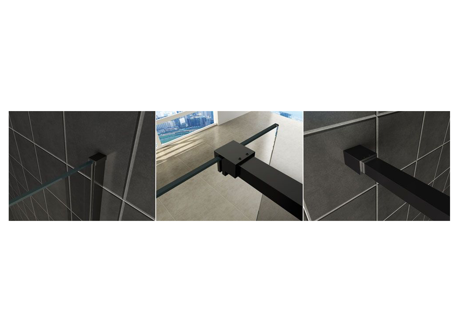 ENSEMBLE DE PROFILES SLIM AVEC BARRE STABILISATRICE 120CM NOIR MAT