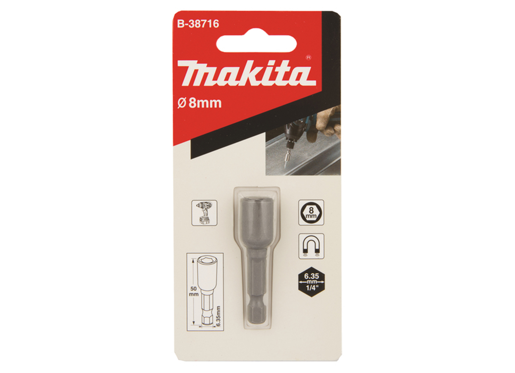 MAKITA DOUILLE MAGNETIQUE A QUEUE SIX PANS