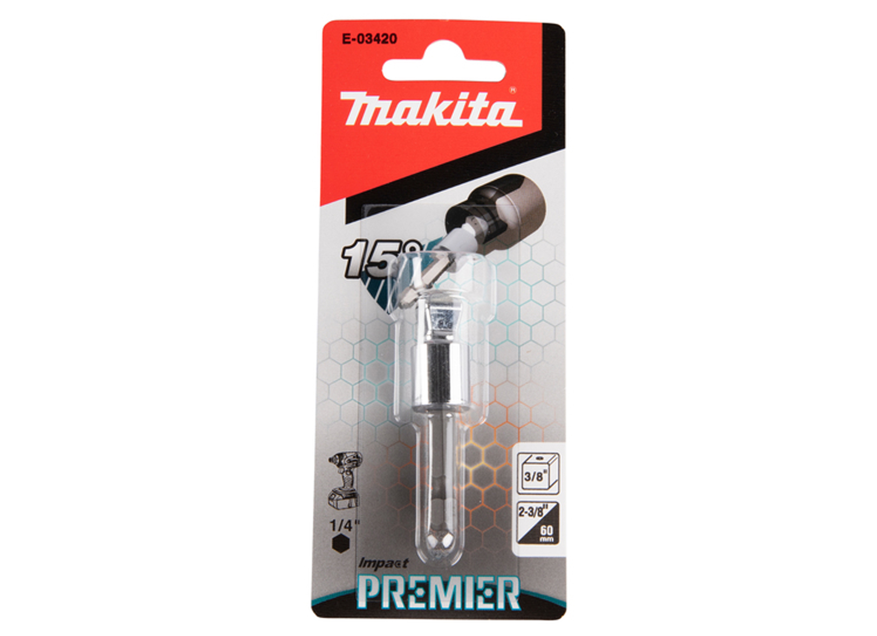 MAKITA IMPACT PREMIER ADAPTATEUR D''ANGLE 1/4'''' POUR DOUILLE 3/8'''' E-03240