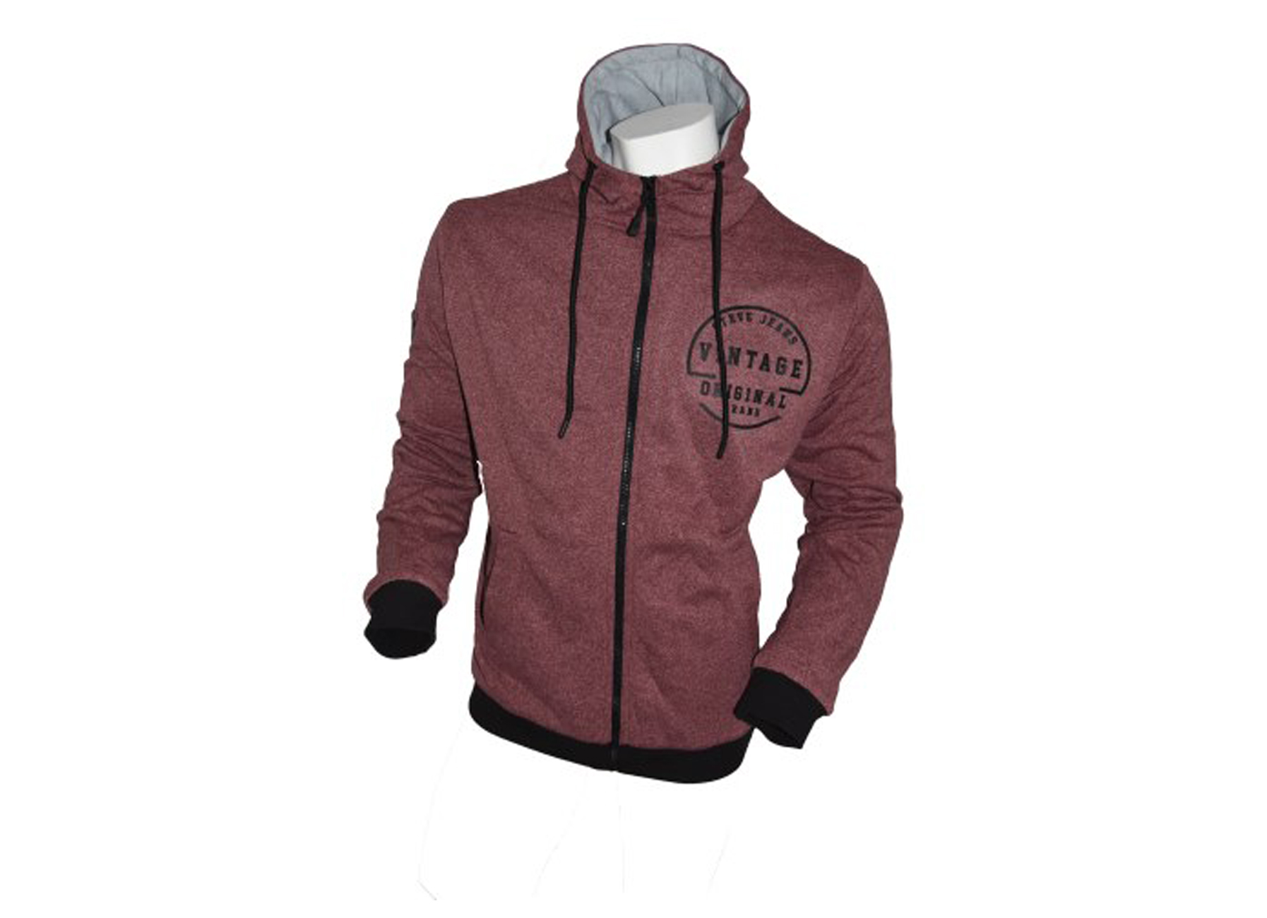 STEVEJEANS HOODIE ZIP DOUBLE FLEECE CLARET P02 S/M