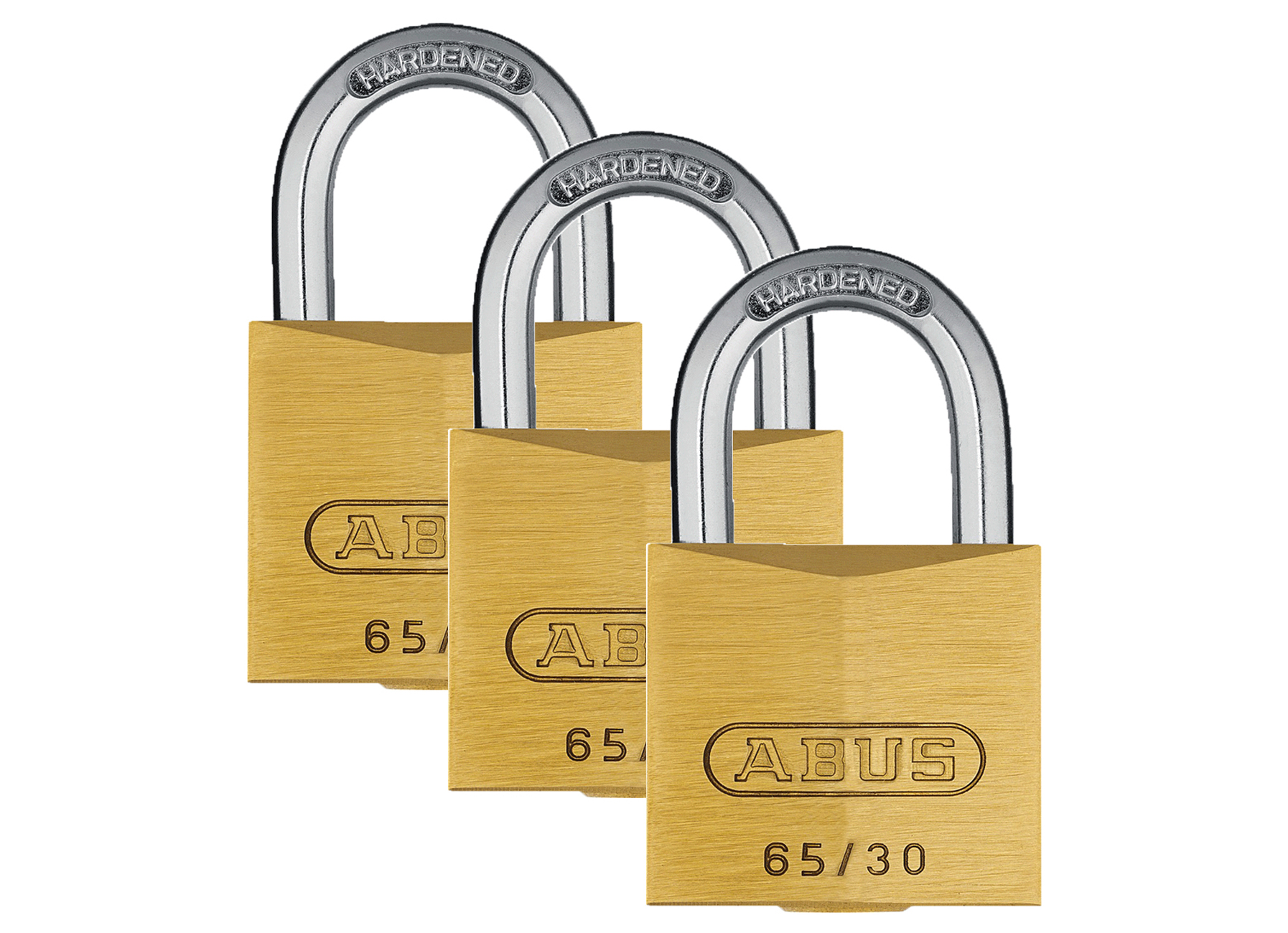 ABUS HANGSLOT MESSING 65/30 30MM 3-PACK