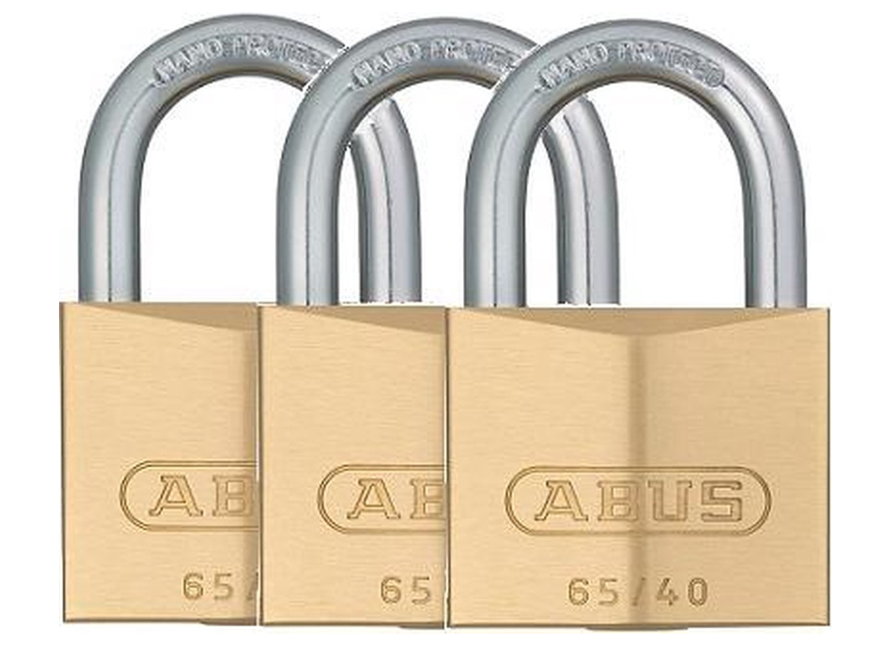 ABUS HANGSLOT MESSING 65/40 40MM 3-PACK