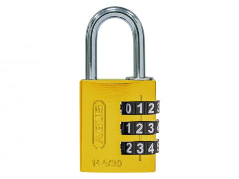 ABUS HANGSLOT CIJFERSLOT ALUMINIUM 144/30 30MM GEEL