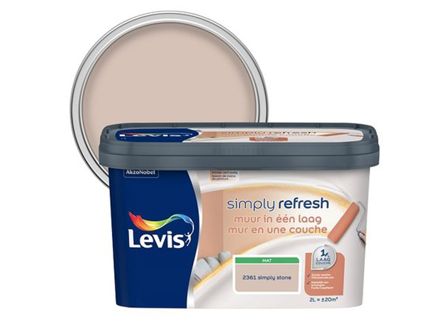 LEVIS SIMPLY REFRESH MUUR IN EEN LAAG MAT STONE 2L