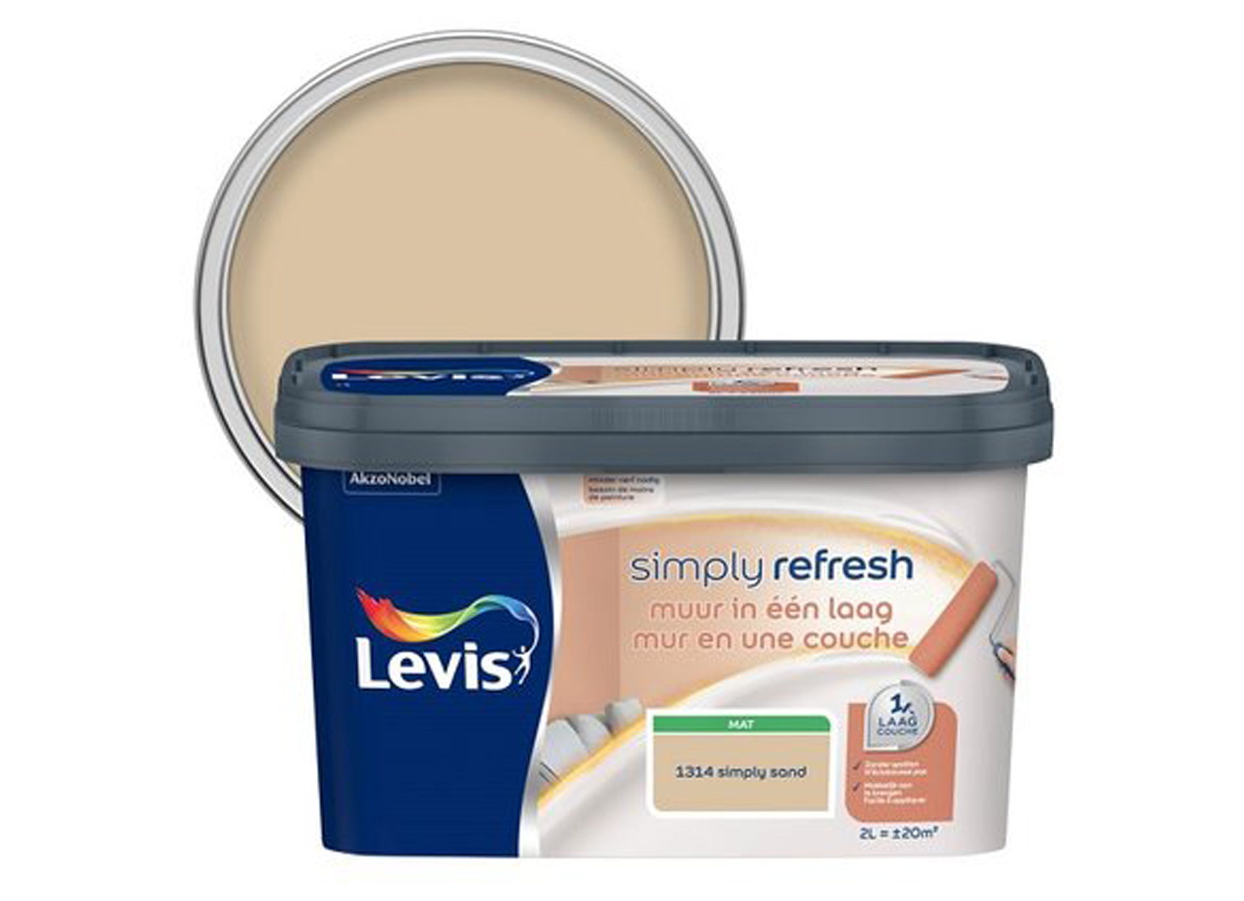 LEVIS SIMPLY REFRESH MUUR IN EEN LAAG MAT SAND 2L