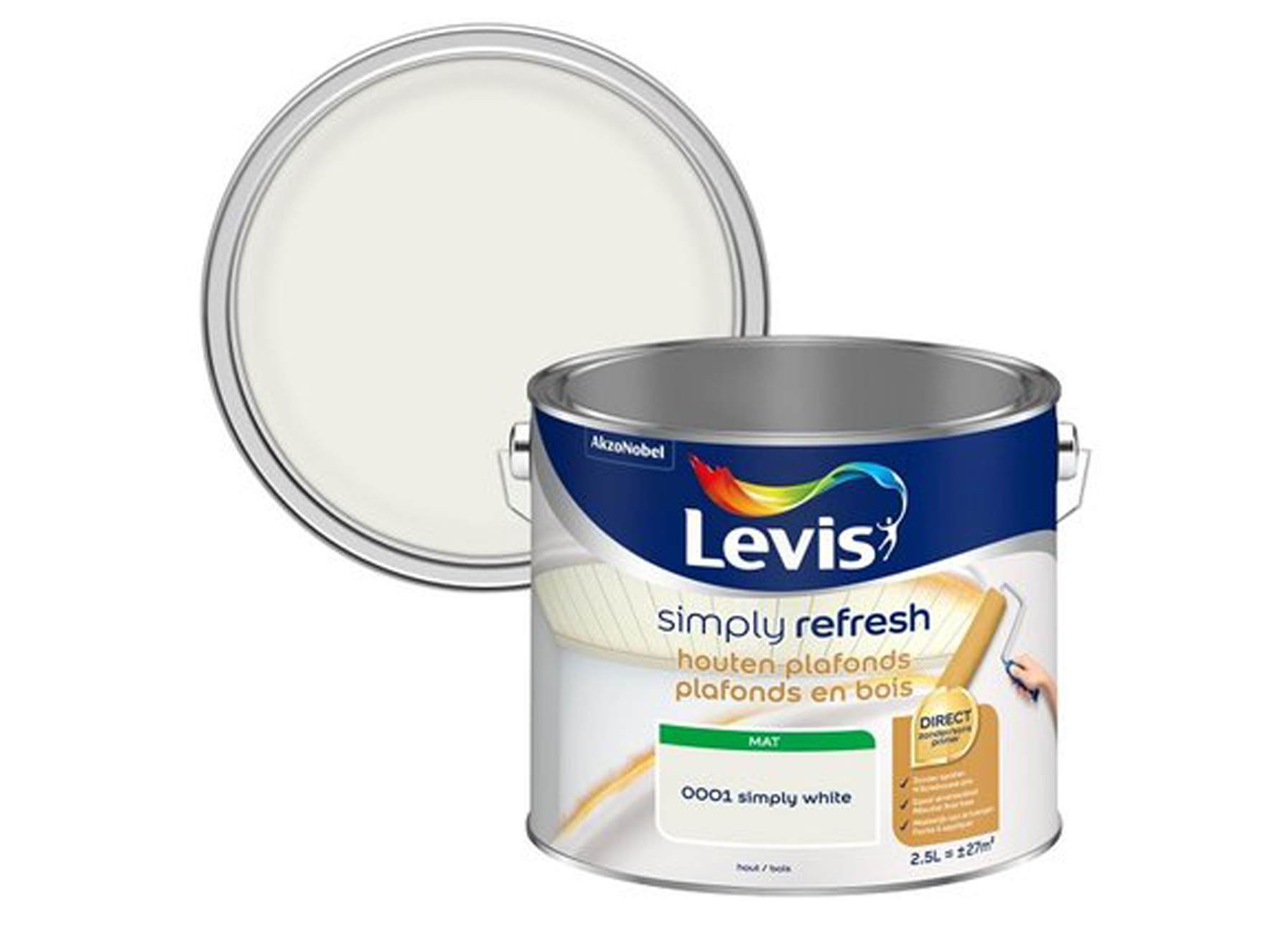 LEVIS SIMPLY REFRESH HOUTEN PLAFONDS MAT WHITE 2,5L