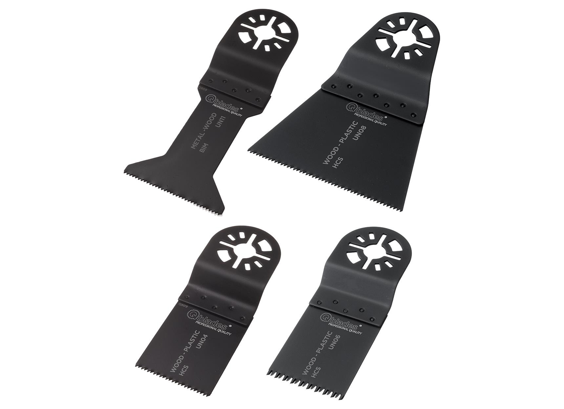 QBLADES INVALZAAGBLADEN SET HCS/BIM UN92 HOUT & METAAL 4 STUKS