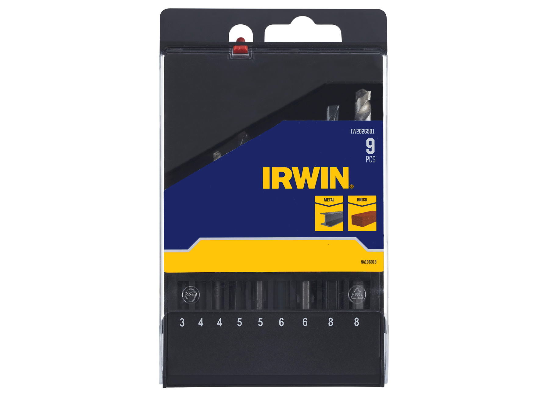 IRWIN MIXED SET METAAL- EN STEENBOREN 9STK